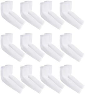 Xeoxarel 12 Pairs UV Sun Protection Arm Sleeves - Tattoo Cover Up - UPF 50 Sports Compression Cooling Sleeve for Men & Women White