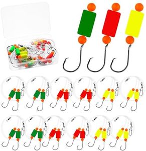 Pompano Rig Saltwater Surf Fishing Rigs – 6 Pack Double Drop Leader Rigs with Hooks, Floats, Beads & Snap – Easy Pre-Tied Terminal Tackle for Pompano, Whiting, Redfish