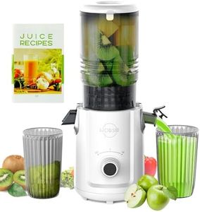 Hobsir Juicer Machines, 5.3-Inch Cold Press Juicer, Masticating Slow Juicer Machines with 300W, Large Feed Chute Juice Machines for Vegetables and Fruits, Easy to Clean Juicers, High Juice Yield White