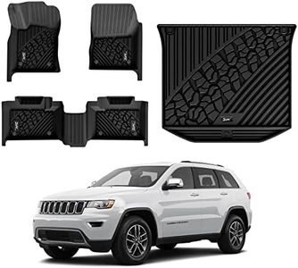 3W Floor Mats and Cargo Liner Fit for Jeep Grand Cherokee 2016-2021/ Grand Cherokee WK 2022 2023 (Non L) All Weather Custom Fit 1st and 2nd Rows Car Mats and Trunk Liner, Black