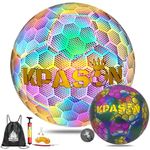 KPASON Soccer Ball, Holographic Soccer Ball Size 4, Reflective Glowing Soccer Ball Gift for Boys, Girls Indoor-Outdoor Soccer Training
