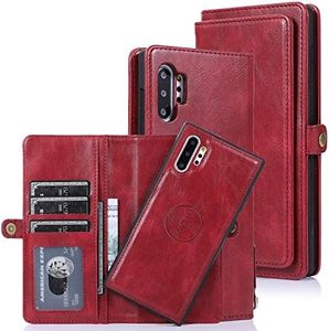 Cavor for Samsung Note10+/ Note10 pro Wallet Case,for Samsung Galaxy Note 10 Plus Case,2 in 1 Magnetic Detachable Case Leather Flip Cover with Stand Feature & Card Slots & Wristlet Strap (6.8")-Red