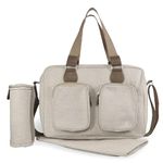 My Babiie Changing Bag Tote - With Insulated Bottle Holder, Portable Changing Mat, Baby Travel Bag, Nappy Messenger Bag, 2 Front Pockets - Billie Faiers Oatmeal