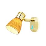 RV 12V Warm White Reading Light - Camper Berth Directional Interior Bracket Lamp, Teak Color Glass Lampshade, Inbuild Touch Adjustable Switch Has Blue Night Decor Lighting, Small Base, Surface Mount