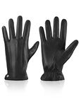 ROSYLINE Winter Gloves for Men Mens Leather Gloves Warm Winter Driving Gloves Black L