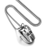 ASkinds Welder Helmet Necklace Titanium Steel Helmet Pendant Necklace Hip Hop Rock Punk Style Necklace Jewelry Gift for Men Women, Metal, iron-pyrite