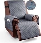 KinCam 100% Waterproof Recliner Chair Cover, Reclining Couch Covers for Pets, Dogs, Recliner Couch Slipcover Furniture Protector with Elastic Straps for Kids(23.6", Dark Gray)