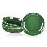 vicrays Salad Pasta Serving Bowls - Large Ceramic Wide Shallow Bowls Set 47 Ounces Big Dinner Plates Bowls Porcelain 10 Inch Low Flat Design Soup Bowl Microwave Dishwasher Safe (Green)