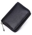 VOGARD Unisex Genuine Leather Wallet with Zipper | RFID Blocking Card Holder Zipper Wallet (POP51-Black)