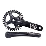 BUCKLOS 【US Stock】 104 BCD Mountain Bike Single Speed Crankset, 170mm MTB Square Taper Crankset with Plating Chainring (Multicolor) 30/32/34/36/38T, Replacement for Bicycle Crank Arm Set