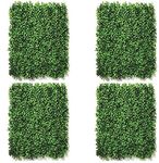 Amazon Brand - Umi Artificial Grass Vertical Wall Panel Small Leaves Tiles, Grass Mat (Green, 40 X 60 cm), Set of 4