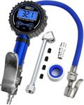 Digital Tire Pressure Gauge with Inflator, Improved Leaks Protection, 200PSI Air Chuck with Pressure Gauge and Air Compressor Accessories, Extended Hose with 360° Air Chuck Quick Connect (Blue)