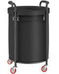 FAVOOSTY Large Laundry Basket with Wheels, Rolling Laundry Hamper Black, 190L, Round Laundry Sorter Cart with 4 Casters, Removable Liner, Steel Frame with Handle for Bedroom, Bathroom, Laundry Room