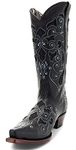 Soto Boots Womens Studded and Inlay Cowgirl Boots M50051, Black, 5 UK