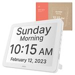 Robin, Upgraded Version, Digital Day Clock 2.0 with Custom Alarms and Calendar Reminders, Alarm Clock with Extra Large Display Helps with Memory Loss, Alzheimer's and Dementia, 15” White