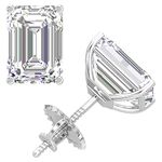 1/2CT Moissanite Stud Earrings, 0.5ct-2ct D Color VVS1 Clarity Emerald Cut Lab Grown Diamond Moissanite 14K White Gold Plated 925 Sterling Silver Moissanite Earrings For Women