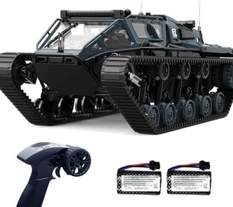 XINGRUI 1:12 Scale Remote Control Car Military Crawler Off-Road RC Tank with 4WD, Adjustable Speed/Steering, 2 Batteries & Openable Doors – All-Terrain RC Truck for Kids Adults, Birthday Gifts