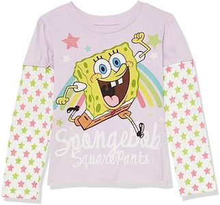 SpongeBob Squarepants Toddler Girls Long Sleeve Two-fer T-Shirt, Lilac/White, 5T