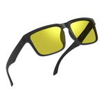 HAZON Night Driving Anti Glare Polarized Sunglasses | Clear Vision, Reduce Glare From Opposite Vehicles | Car, Bike Riding Goggles | Black, Medium (CP_NGT) (Yellow)