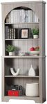 FurSch 71" Tall Arched Bookcase, Grey 5 Tier Wooden Bookshelf, Storage Cabinet for Living Room & Bedroom