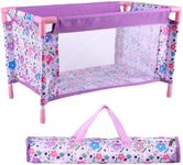 BABESIDE Reborn Baby Doll Crib, Baby Doll Bed, Foldable Doll Playpen Toy for 17-21 Inch Dolls, Reborn Baby Doll Accessories with Storage Bag, Doll Pack n Play Kids (Purple)