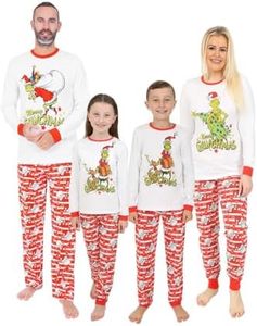 The Grinch Grinchmas - Pijama largo de Navidad familiar a juego, blanco, 18-20