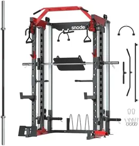 ALL10 Smith Machine for Home Gym, Power Rack with Cable Crossover, Squat Rack with Leg Press and Advanced LAT Pull-Down , 2000LB Weight Capacity (Smith Machine with Barbell)