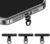 360° Rotating Stainless Steel Phone Tether Tab (Black 3-Pack) - Universal for iPhone & Other Phones (Fits Wristbands/Necklaces/Crossbody Straps)