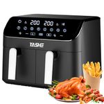 YASHE 9L Dual Air Fryer with 8-In-1 Cooking Presets, 2 Drawer Air Fryer, Touch Screen Double Air Fryer, Sync Cook & Finish, Timer Function, Dishwasher-Safe, Healthy Oil Free & Low Fat Twin Air Fryer