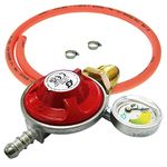 37mb Propane Gas Regulator With Pressure Gauge & 1 M Hose Kit With 2 Clips 37mbar POL