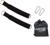 Fitcozi Single Loop Pilates Straps for Pilates Reformer with 8mm Carabiner, Pilates Cadillac, and Other Fitness Equipment Adjustable Length with Double D-Ring,Color: Black, One Pair (2 Pieces)