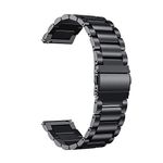 22MM Bands Compatible with Fossil Gen 4 Q Explorist HR Band Quick Release Solid Metal Wristband Watch Strap Bracelet for Fossil Gen 4 Q Explorist HR Smartwatch (Black)