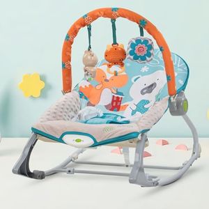 Baybee Bella 2 in 1 Baby Rocker and Bouncer for Babies | Portable Rocking Chair for Newborn with Adjustable Seat, Calming Vibrations, Hanging Toys & Music | Toddler Swing for Baby 0 to 2 Years (Grey)