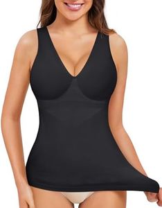Nebility Shapewear Tummy Control Tank Tops for Women Compression Camisole Tanks V-Neck Cami Shirts Top (Black, Small)