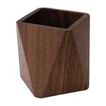 Soseelnee Black Walnut Wooden Pencil Box, Multiple-Use Desk Writing Stationary Organizer Wood Pen Holder Cups Office School Supplies Storage (Prismatic Shape)