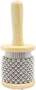 Mowind Wooden Cabasa Pop Hand Shaker Percussion Instrument with Metal Beads Small Size