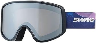 Swans 180-MDH P1 GLBK Snow Goggles, Silver Mirror x Gray, Skiing, Snowboarding, Glasses, Anti-Fog Mirror