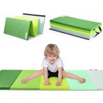 PhysKcal 5-Panel Folding Gymnastics Tumbling Mat with Carrying Handles, Thick Exercise Mat, Foldable Tumbling Mat for Kids, Padding for MMA, Gymnastics, Activity Play and Home Gym