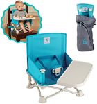 hiccapop Omniboost Travel Booster Seat with Tray for Baby | Folding Portable High Chair for Eating, Camping, Beach, Lawn, Grandma’s | Tip-Free Design Straps to Kitchen Chairs - Go-Anywhere High Chair