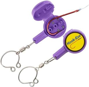 HOOK-EZE 2023 Updated Design Fishing Gear Knot Tying Tool | Pack of 2 | Protect from Fish Hooks | Tie Fishing Knots Easily | Cool Gadgets | Ice & Fly Fishing Gifts for Beginner Anglers - Purple