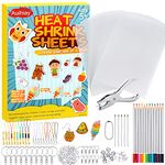 Auihiay 198 Pieces Shrink Plastic Kit Include 20 Sheets Shrinky Paper, Hole Punch, Keychains Accessories and Pencils for DIY Ornaments or Creative Craft