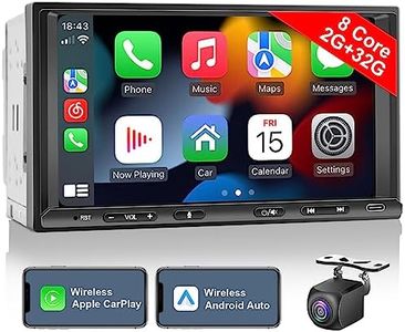 Android Double Din Car Stereo Radio Wireless CarPlay & Wireless Android Auto, 7in Touchscreen Head Unit with Dual Bluetooth, Split Screen, DSP, AHD Backup Camera, GPS/USB/AUX/SWC/AM/FM/RDS/Subwoofer