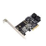 Internal 5 Port Non-Raid Sata III 6GB/S PCI-E X4 Controller Card for Desktop PC Support SSD and HDD with Low Profile Bracket. Jmb585 Chipset