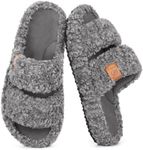 EverFoams Womens Fuzzy Open-toe Sli