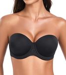 HACI Women's Full Coverage Strapless Bra Plus Size Underwire Multiway Bras(Black,40DD)