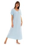 Suzy & Me Ladies Long Plus Size Luxury Soft Touch Jersey Nightshirt (BLUE DOT 22-24)