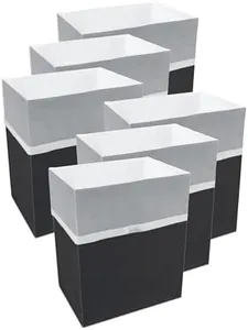 Clean Cubes 13 Gallon Disposable Trash Cans (6-Pack). Reusable Garbage and Recycling Bins for Parties, Events, and More (Black - 17" Height x 13.5" Width x 10" Depth)