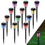 MAGGIFT 12 Pack Solar Pathway Lights, Outdoor RGB Color Changing Garden Lights, Auto Change Multicolor, IP44 Waterproof Solar Powered Landscape Lights for Lawn, Patio, Yard, Walkway, Deck, Driveway