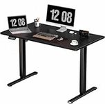 Treesland Electric Standing Desk, 48 Inch Height Adjustable Standing Desk, Ergonomic Stand Up Desk, Large Sit Stand Desk for Home and Office, Sturdy Office Table with Splice Board, Black