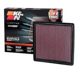 K&N engine air filter, washable and reusable: 2007-2019 Ford/Lincoln Truck and SUV V6/V8/V10 (F150, F150 Raptor, Expedition, Navigator, F250, F350, F450, F550, F650) 33-2385